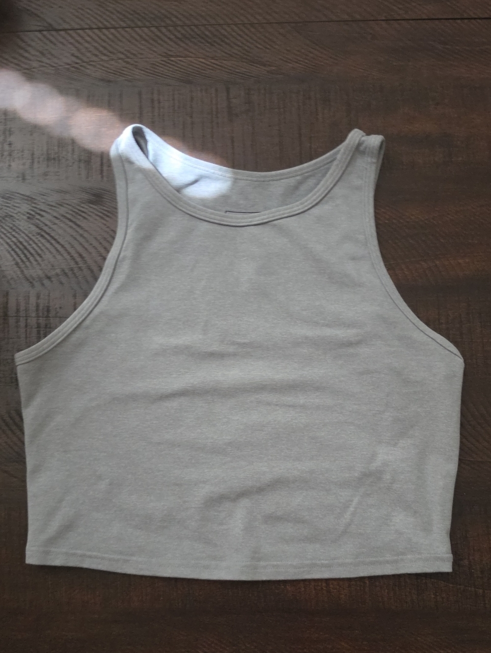 Fleo High-Neck Crop Tank Top - Light Gray